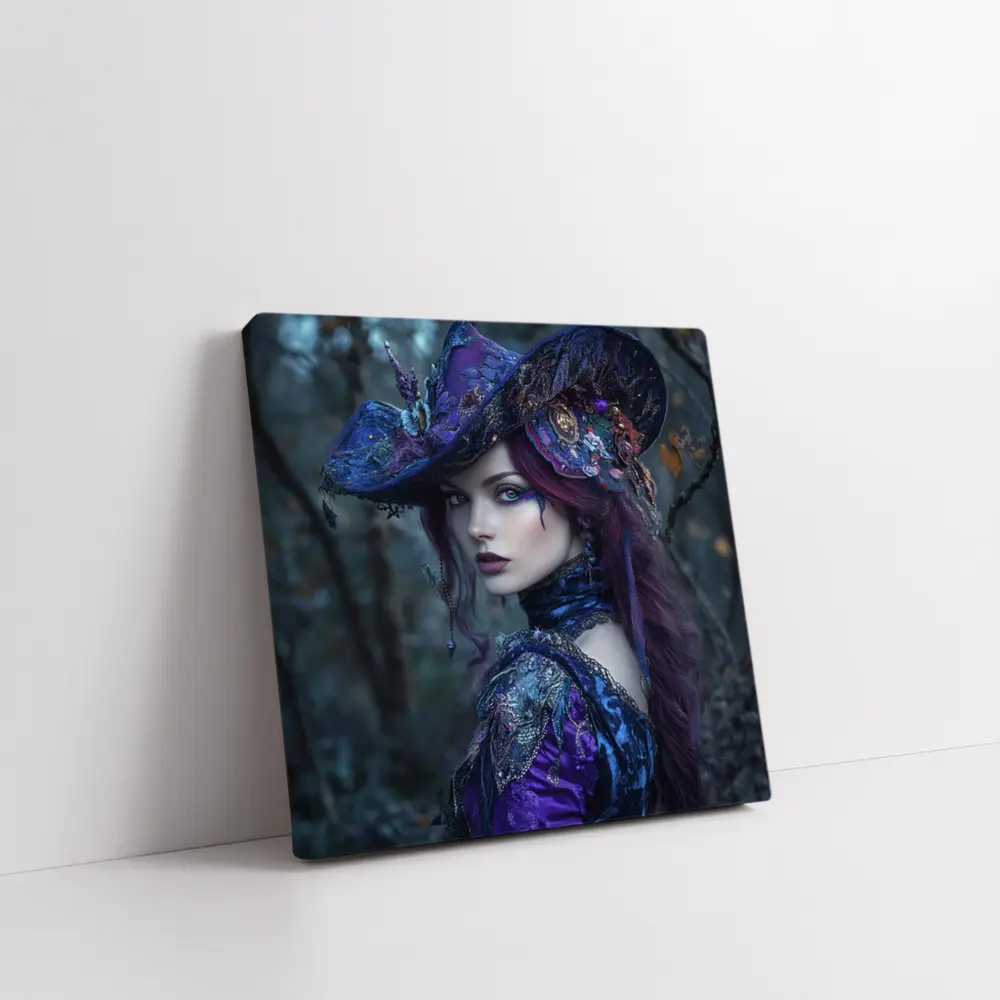 Dark Witch Woman Purple Forest Gothic Art – Wall Art