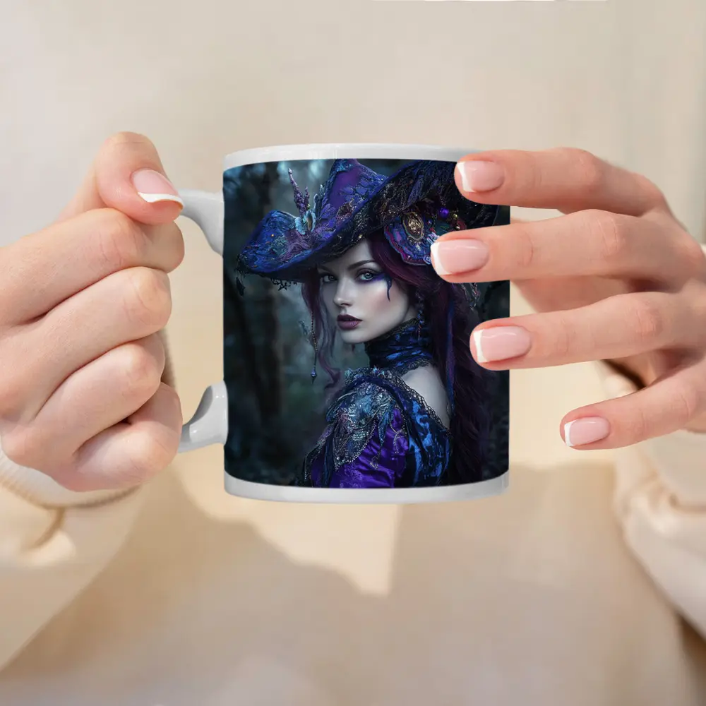 Dark Witch Woman Purple Forest Gothic Art – Mugs