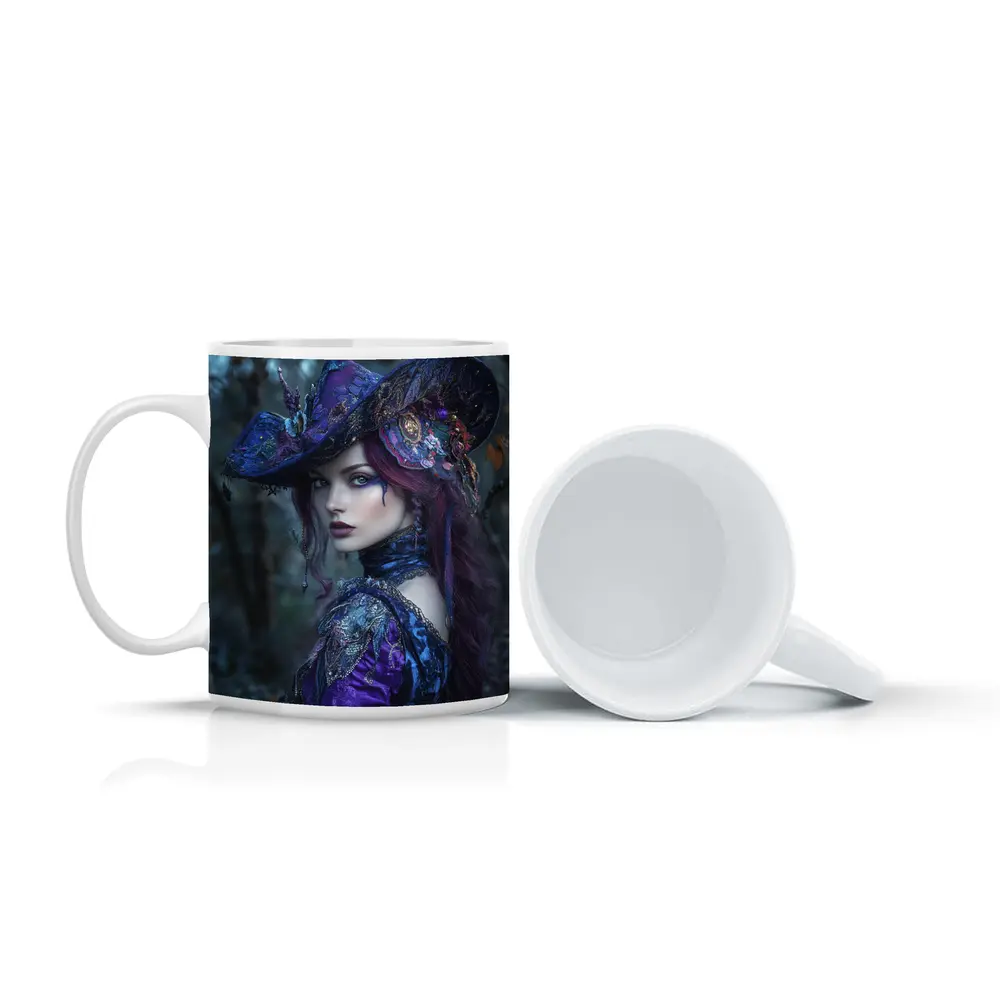 Dark Witch Woman Purple Forest Gothic Art – Mugs