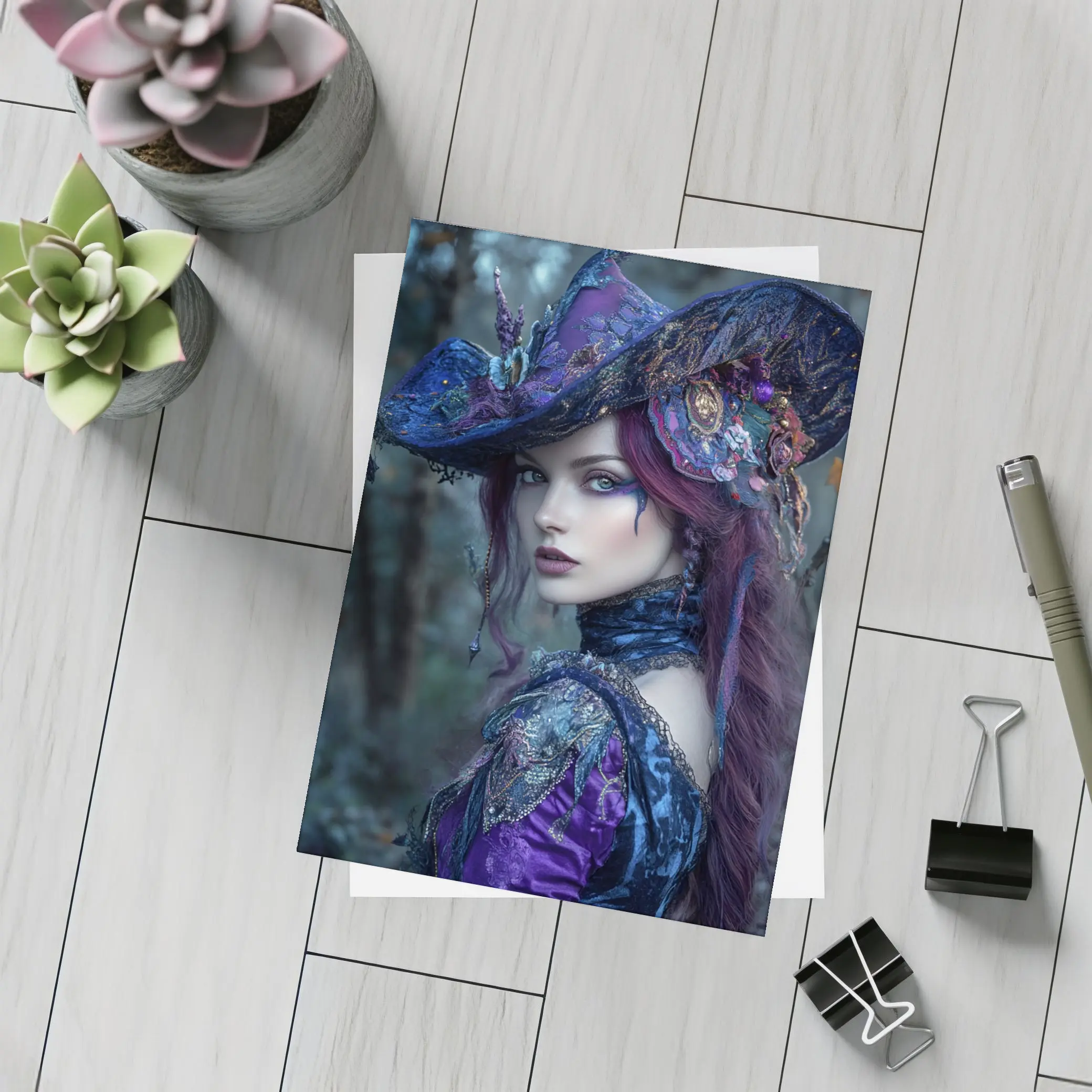 Dark Witch Woman Purple Forest Gothic Art – Postcards