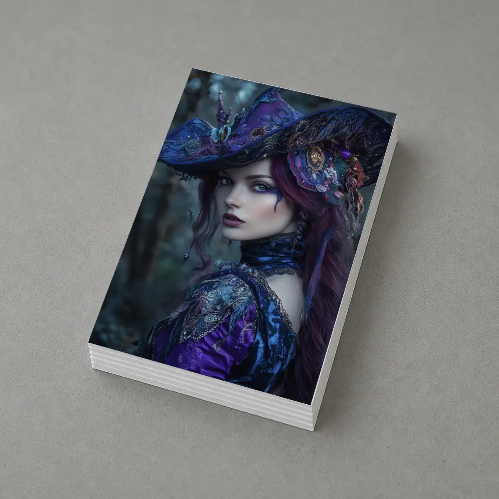 Dark Witch Woman Purple Forest Gothic Art – Postcards
