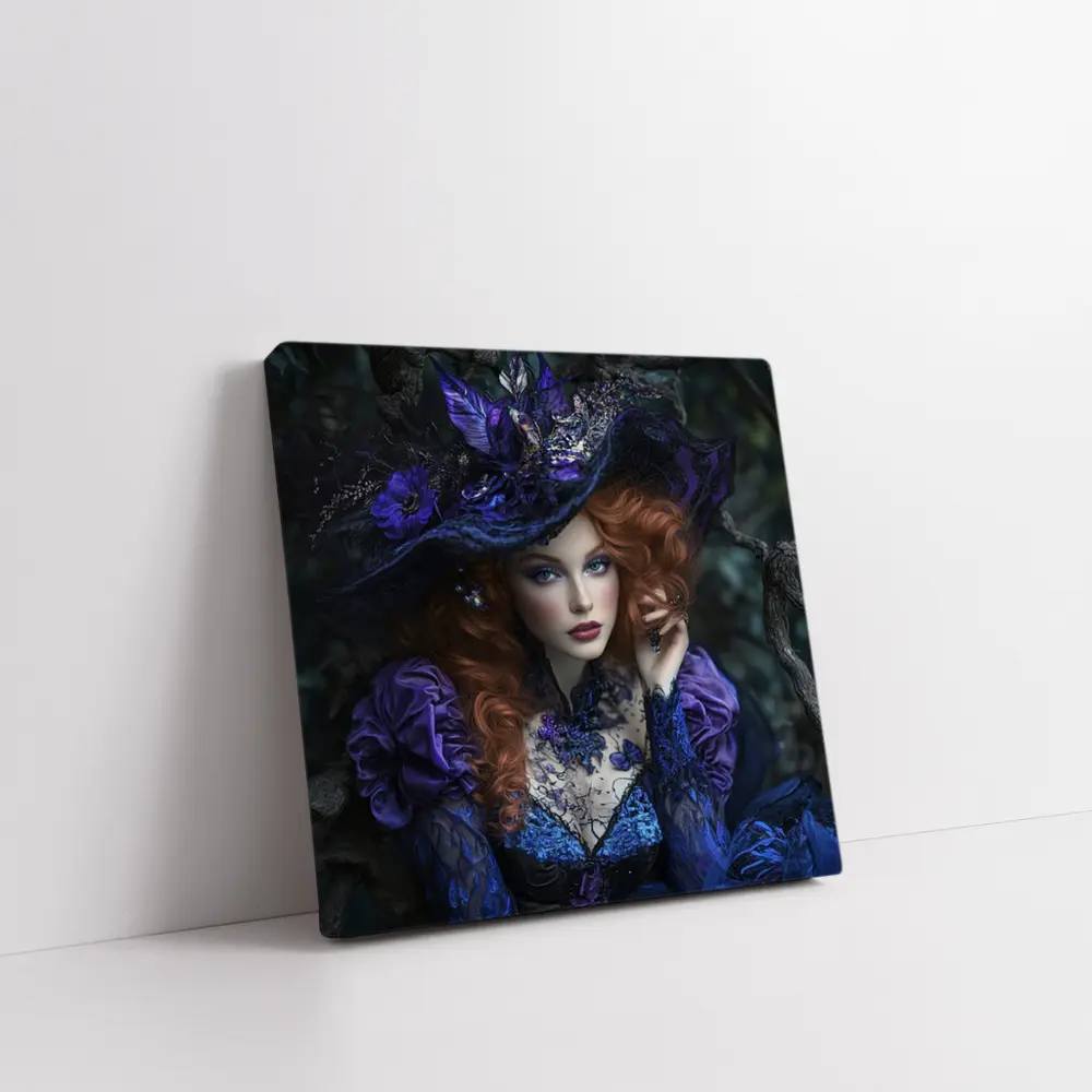 Red Hair Witch Dark Fantasy Forest Portrait – Wall Art