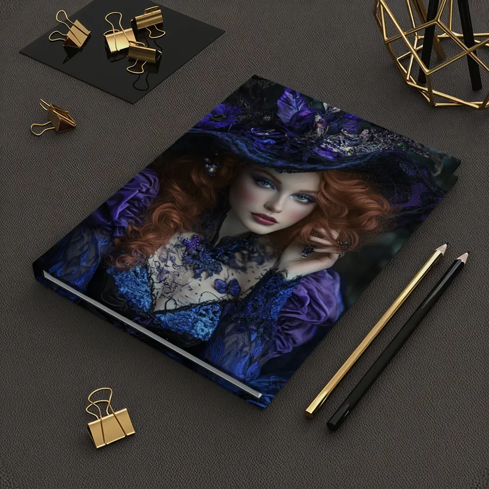 Red Hair Witch Dark Fantasy Forest Portrait – Notebooks