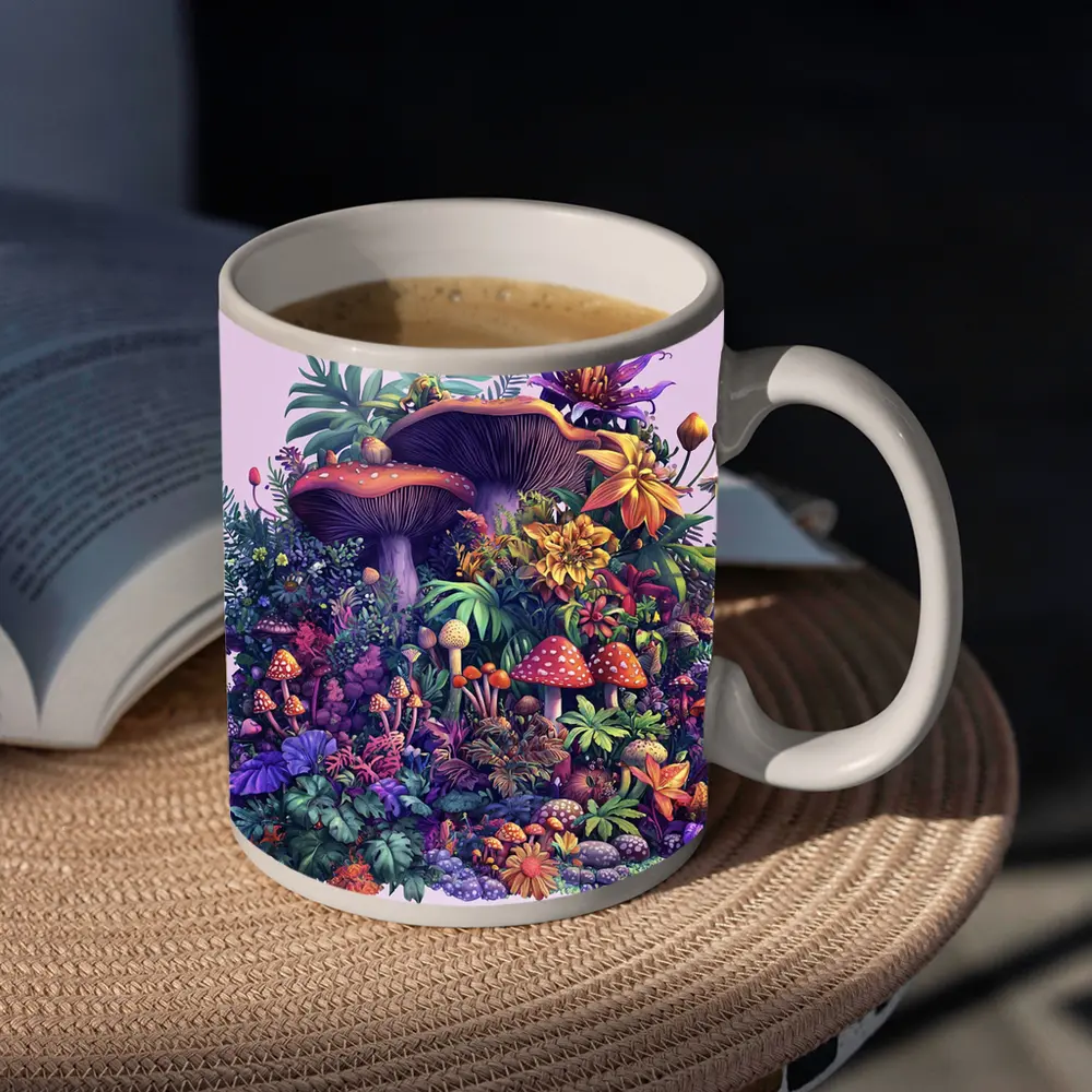 Colorful Mushrooms and Tropical Flowers Fantasy – Mugs