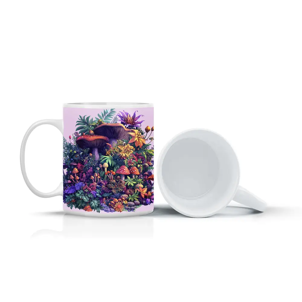 Colorful Mushrooms and Tropical Flowers Fantasy – Mugs