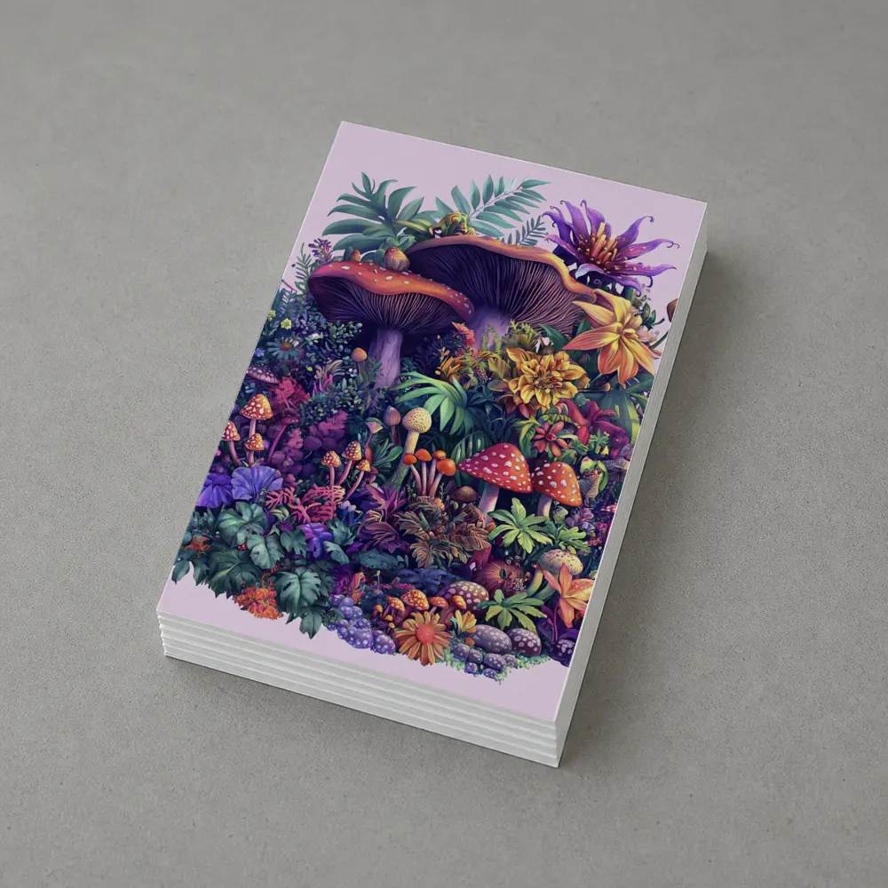 Colorful Mushrooms and Tropical Flowers Fantasy – Postcards