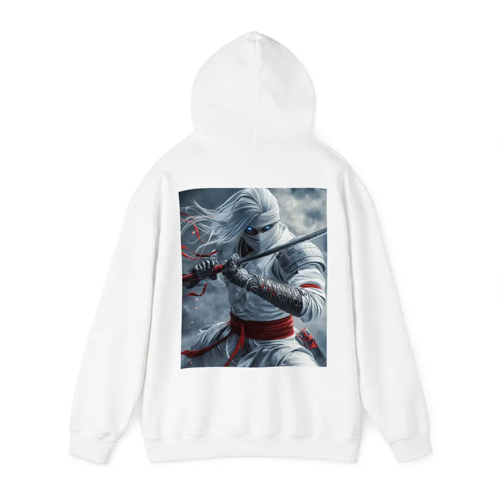 White Ninja Warrior Sword Smoke Battle – Hoodies