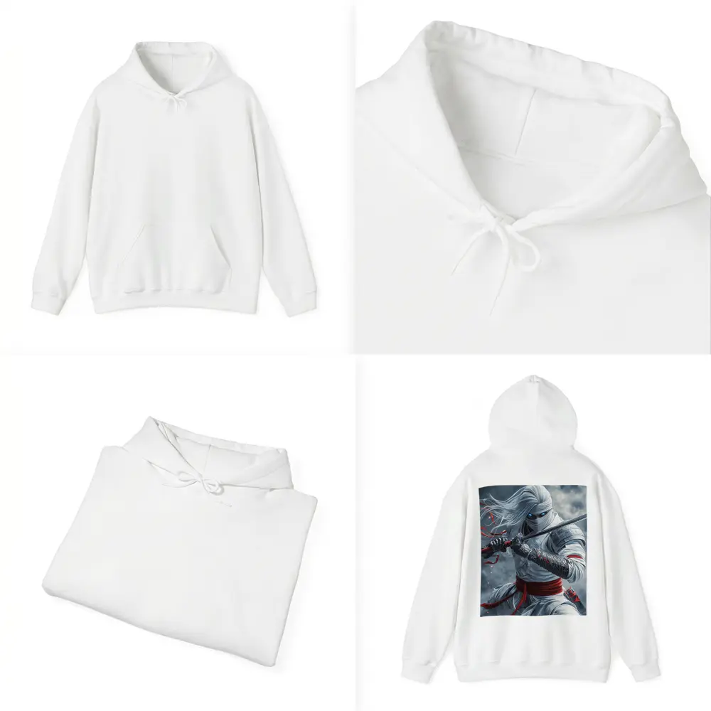 White Ninja Warrior Sword Smoke Battle – Hoodies