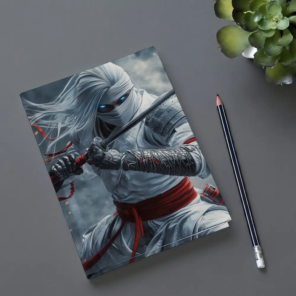 White Ninja Warrior Sword Smoke Battle – Notebooks