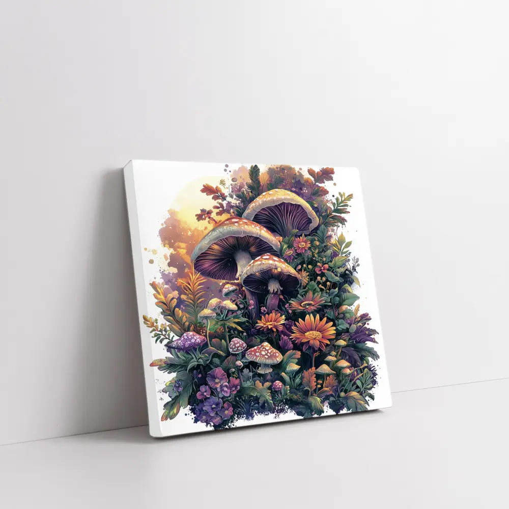 Mushrooms and Wildflowers Botanical Fantasy Art – Wall Art