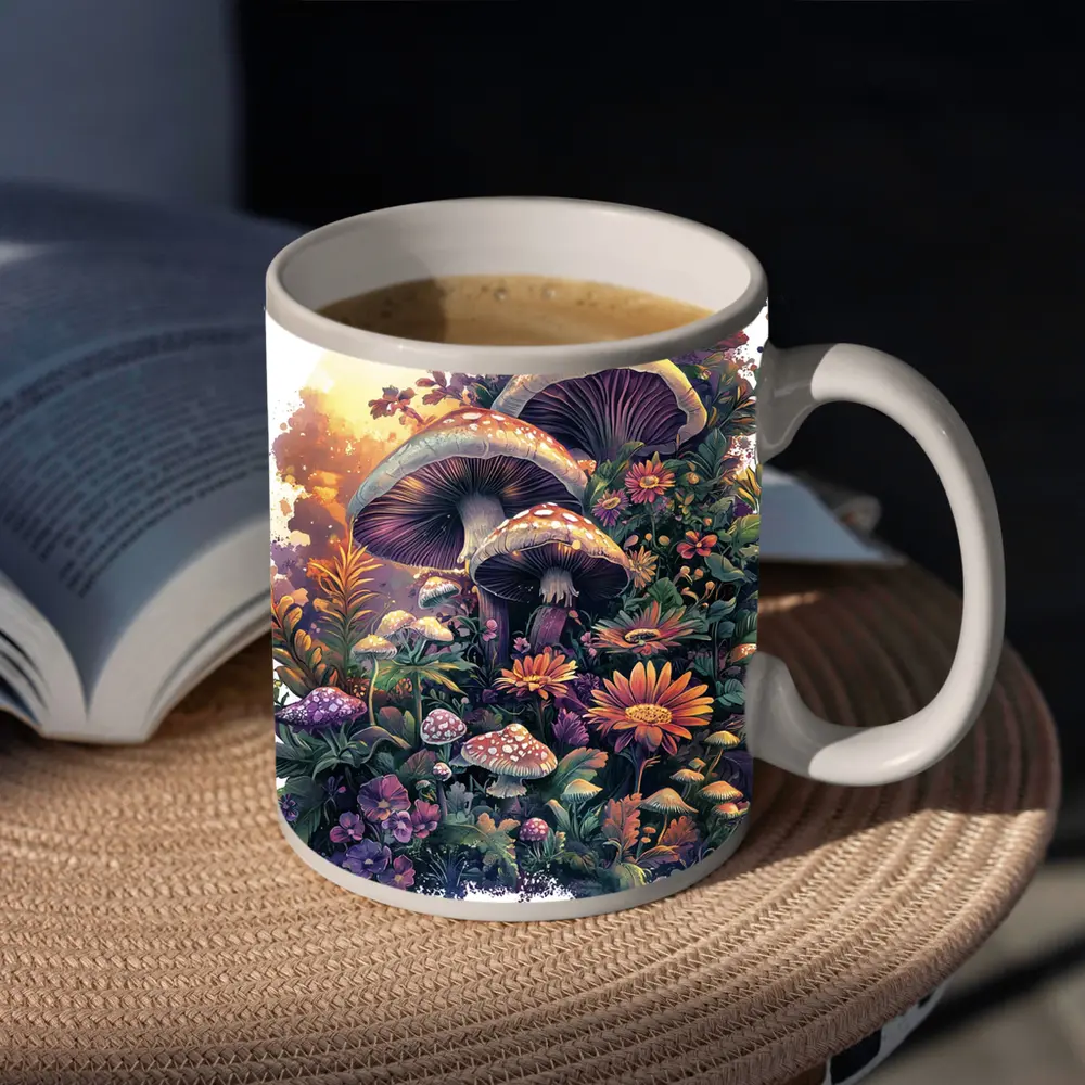 Mushrooms and Wildflowers Botanical Fantasy Art – Mugs