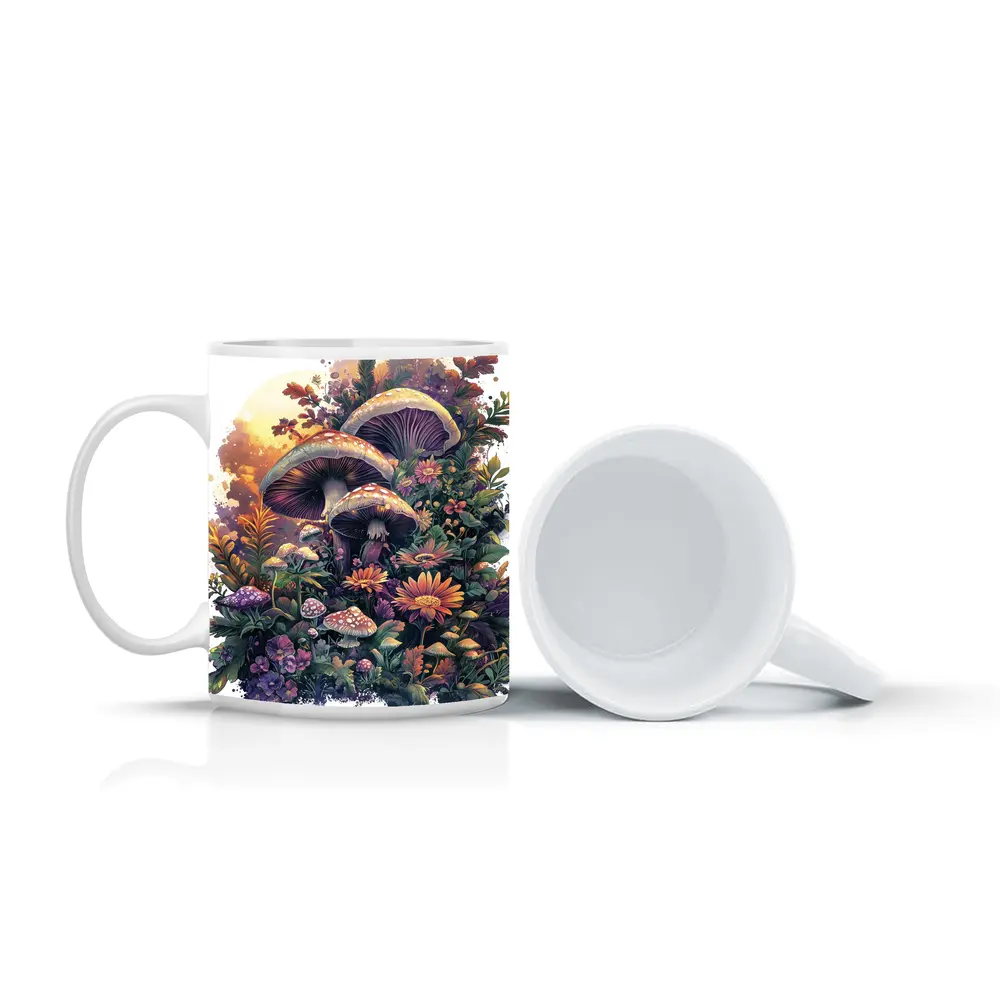 Mushrooms and Wildflowers Botanical Fantasy Art – Mugs