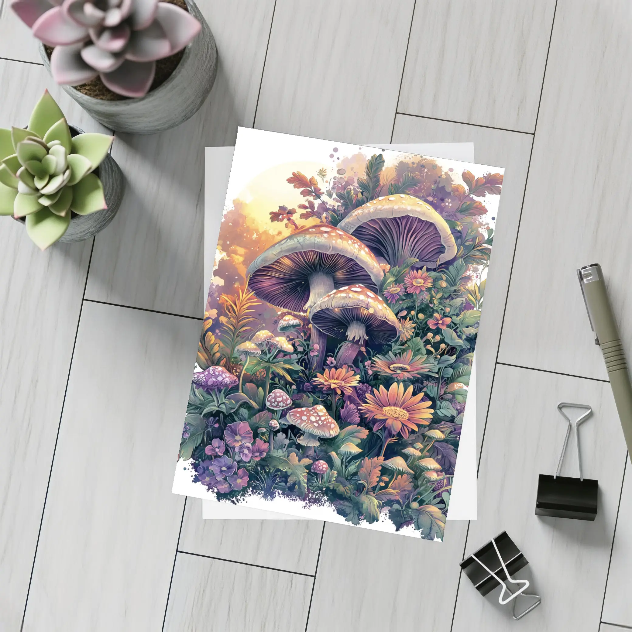 Mushrooms and Wildflowers Botanical Fantasy Art – Postcards