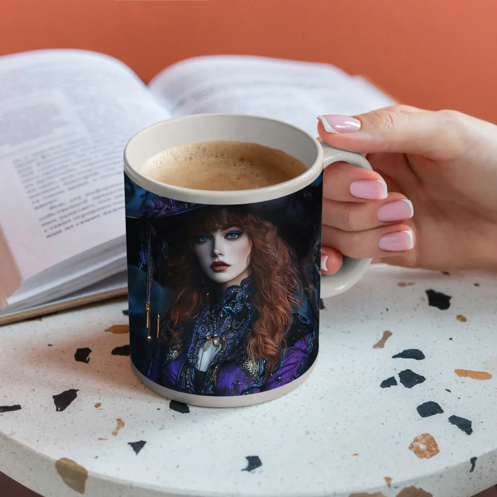 Red Hair Witch Purple Fantasy Dark Forest – Mugs