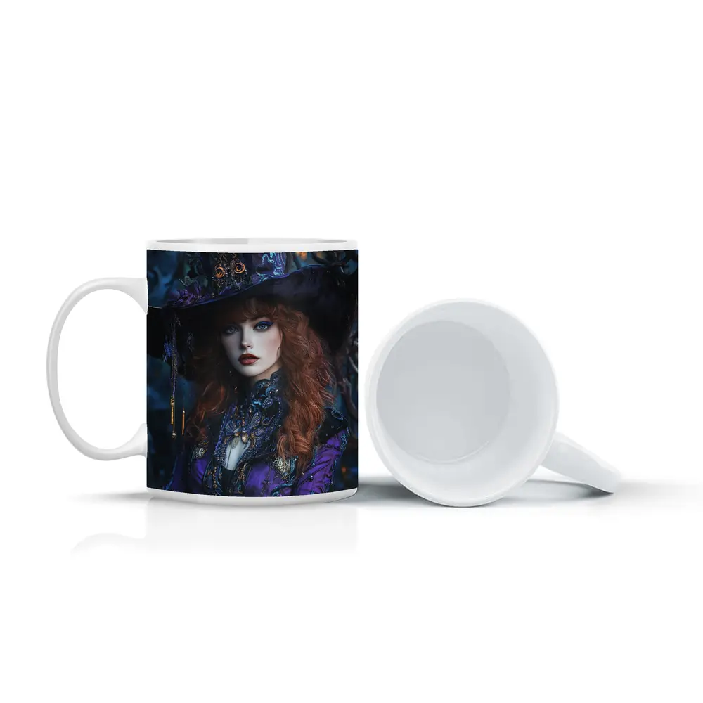 Red Hair Witch Purple Fantasy Dark Forest – Mugs