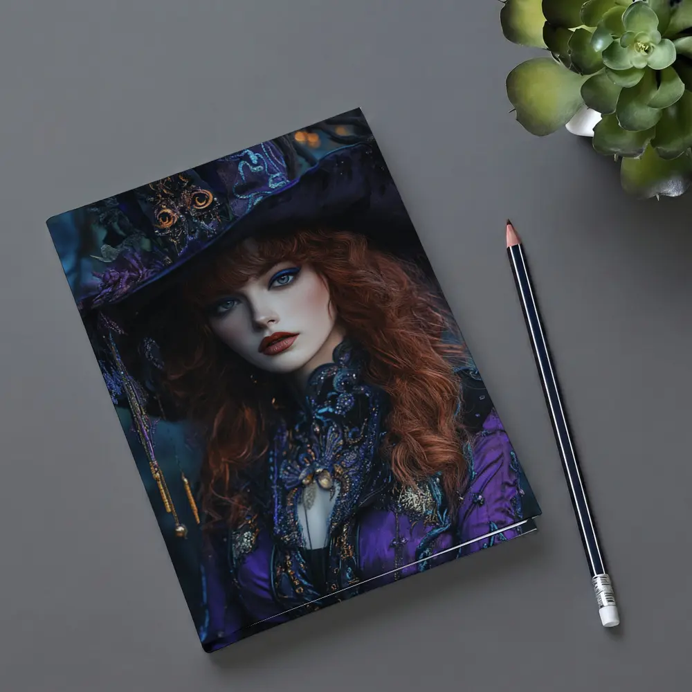 Red Hair Witch Purple Fantasy Dark Forest – Notebooks