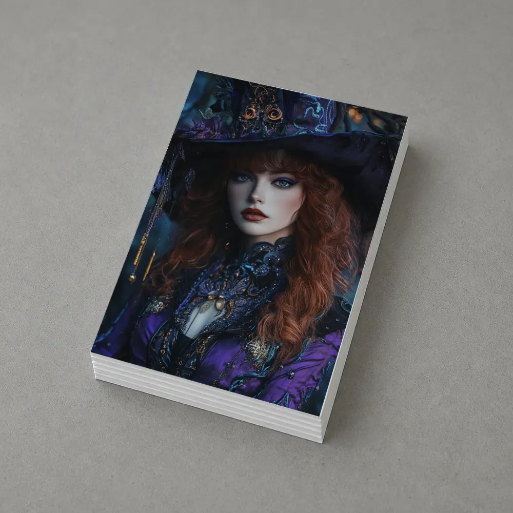 Red Hair Witch Purple Fantasy Dark Forest – Postcards