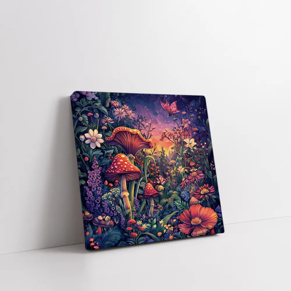 Psychedelic Mushroom Garden Fantasy Night Sky – Wall Art