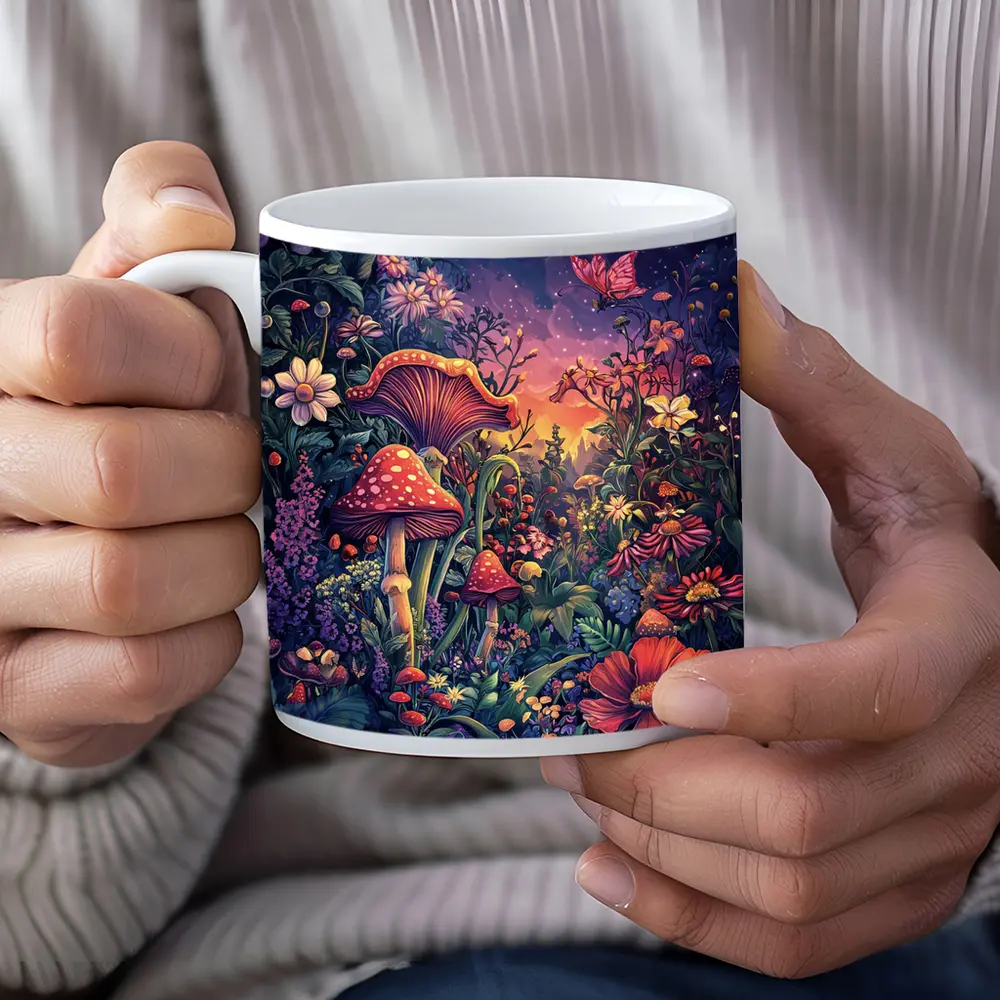 Psychedelic Mushroom Garden Fantasy Night Sky – Mugs