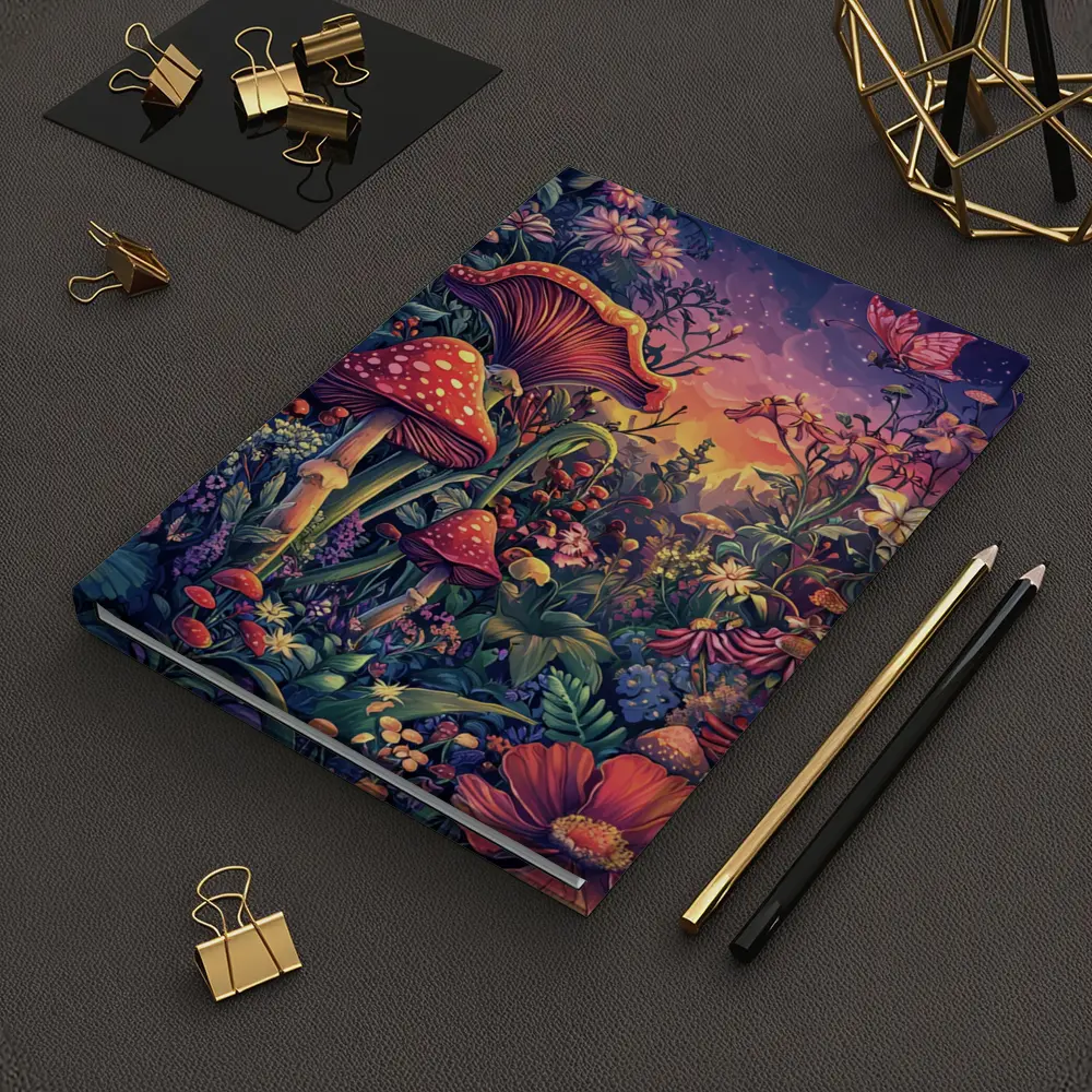 Psychedelic Mushroom Garden Fantasy Night Sky – Notebooks