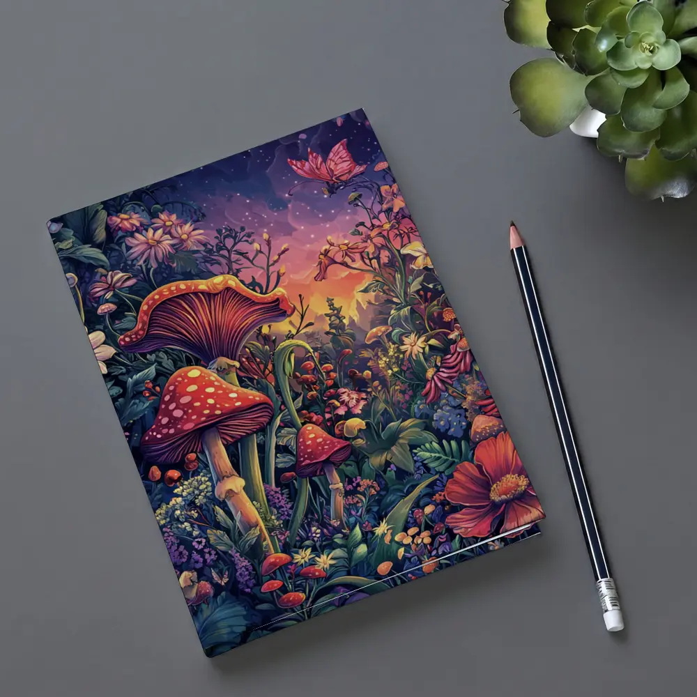 Psychedelic Mushroom Garden Fantasy Night Sky – Notebooks