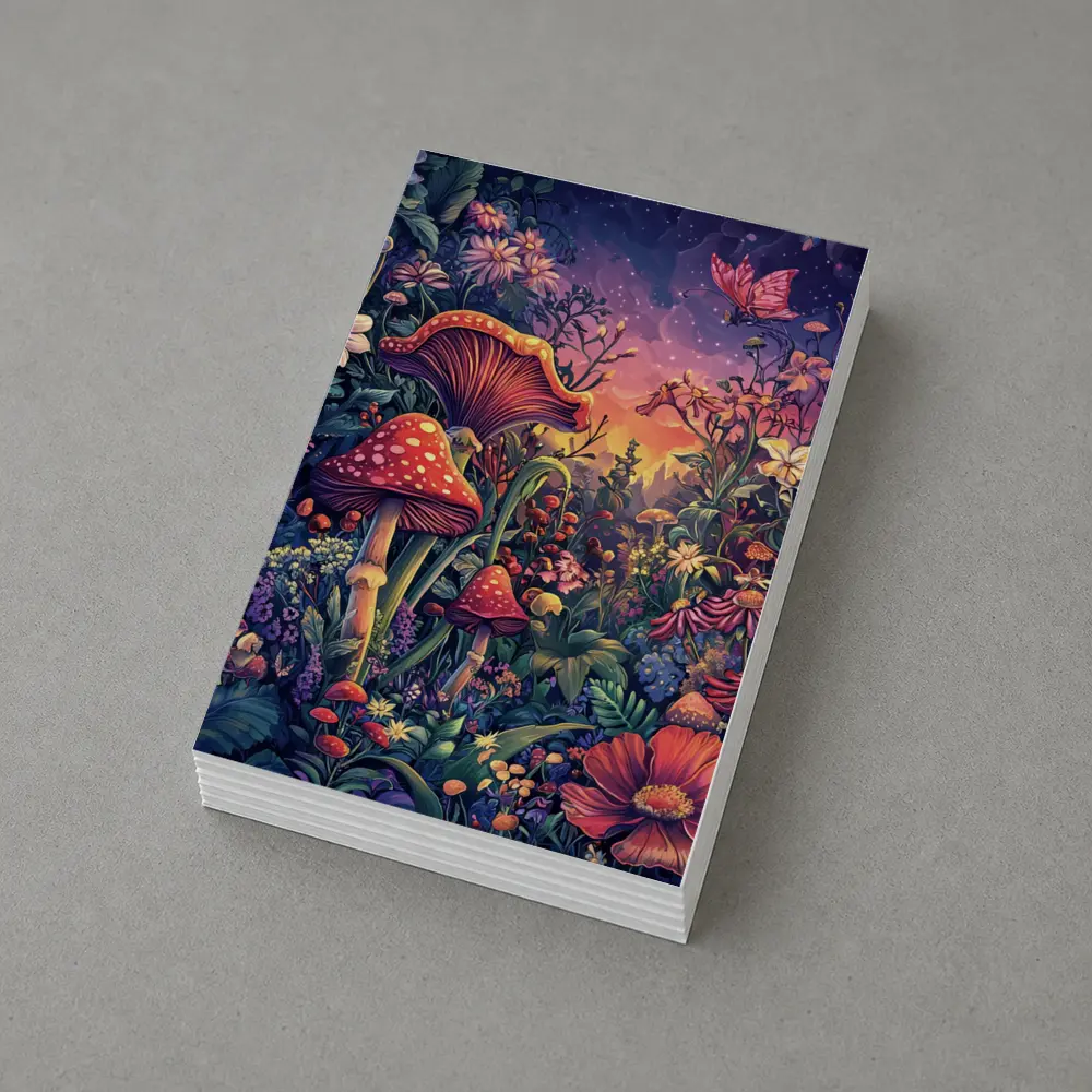 Psychedelic Mushroom Garden Fantasy Night Sky – Postcards
