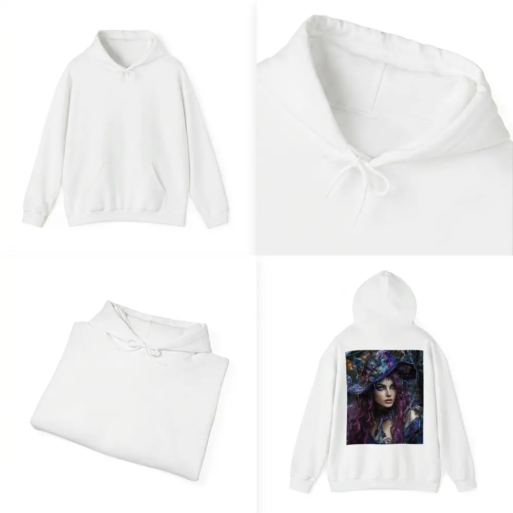 Purple Witch Woman With Cats Dark Fantasy – Hoodies
