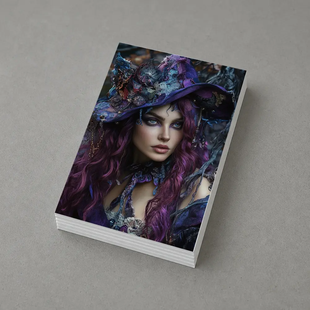 Purple Witch Woman With Cats Dark Fantasy – Postcards