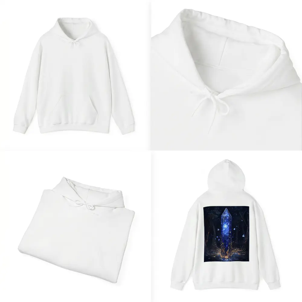 Glowing Crystal Obelisk Dark Fantasy Forest – Hoodies