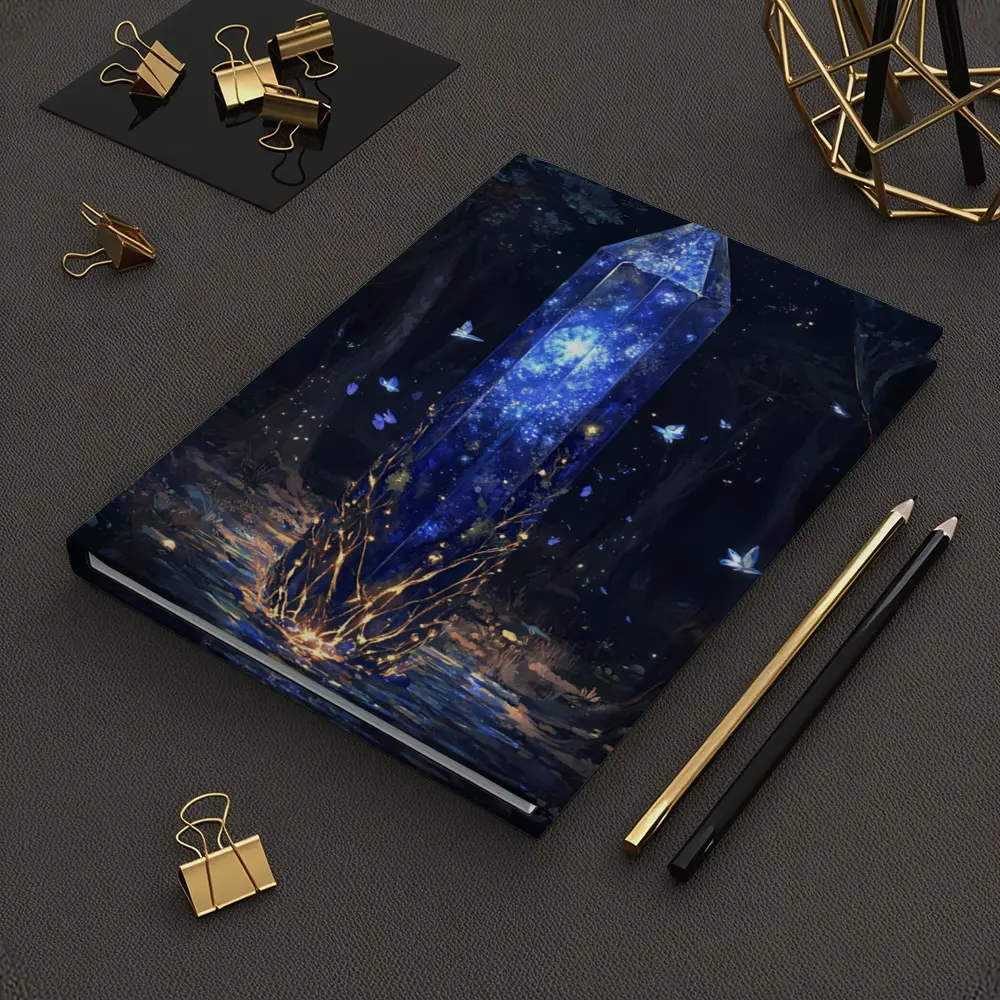 Glowing Crystal Obelisk Dark Fantasy Forest – Notebooks