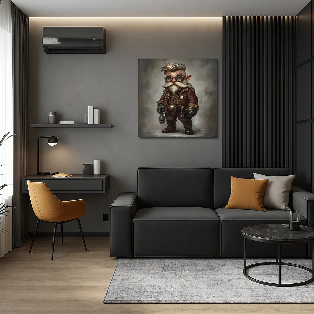 Steampunk Gnome Character Fantasy Art Brown – Wall Art