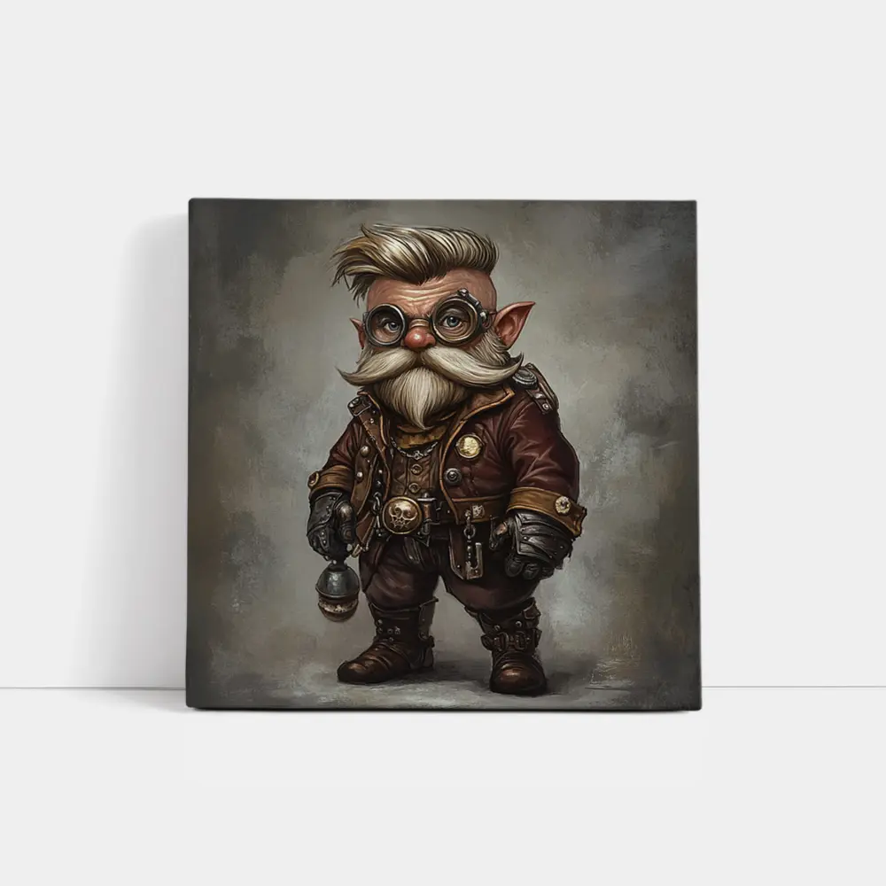 Steampunk Gnome Character Fantasy Art Brown – Wall Art