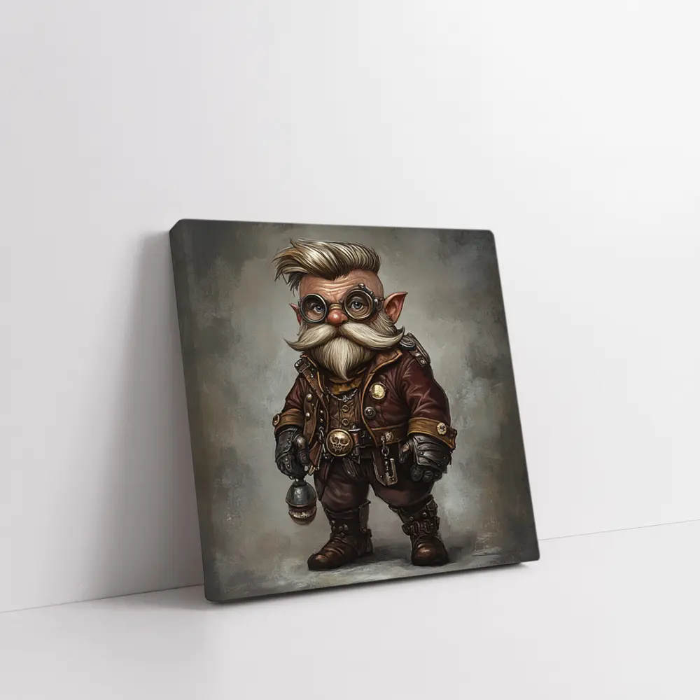 Steampunk Gnome Character Fantasy Art Brown – Wall Art