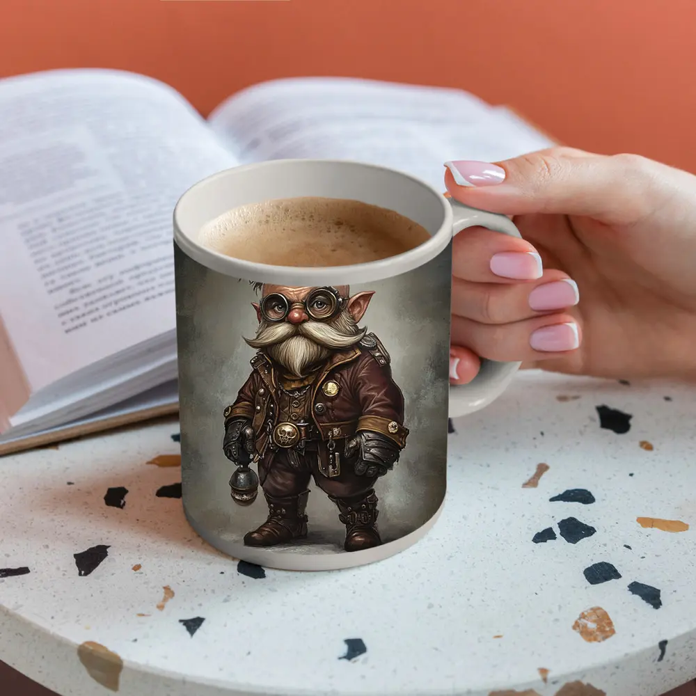 Steampunk Gnome Character Fantasy Art Brown – Mugs