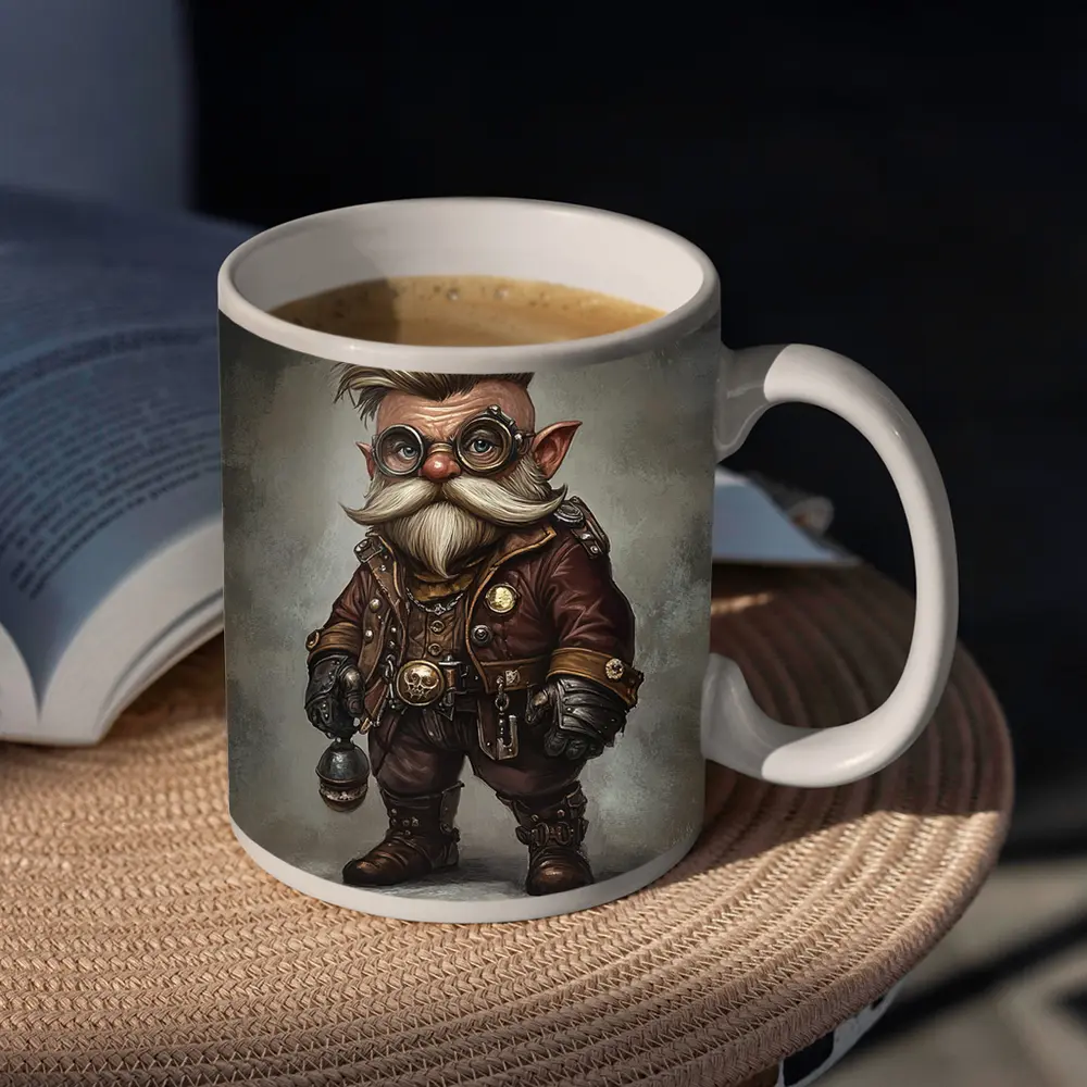 Steampunk Gnome Character Fantasy Art Brown – Mugs