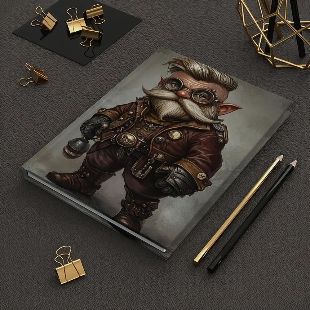 Steampunk Gnome Character Fantasy Art Brown – Notebooks