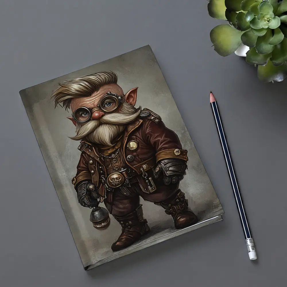 Steampunk Gnome Character Fantasy Art Brown – Notebooks