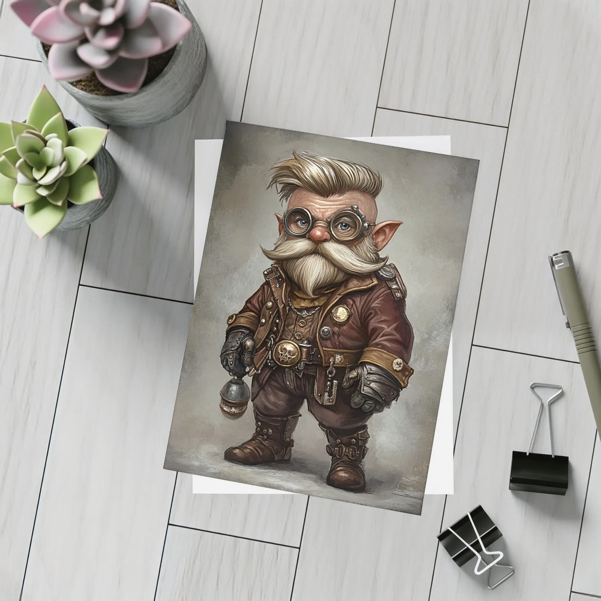 Steampunk Gnome Character Fantasy Art Brown – Postcards