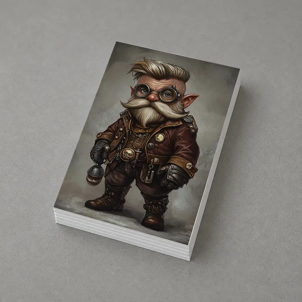 Steampunk Gnome Character Fantasy Art Brown – Postcards