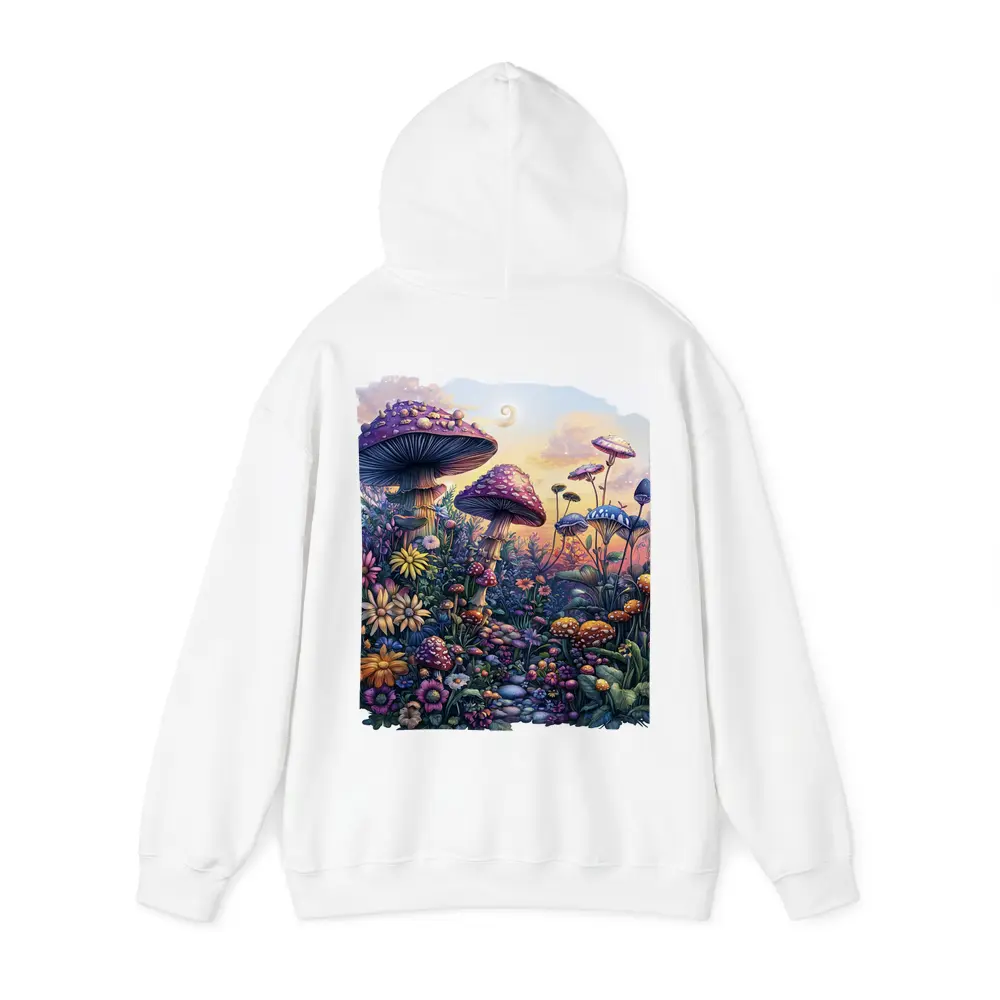 Fantasy Mushrooms and Wildflowers Sunset Garden – Hoodies
