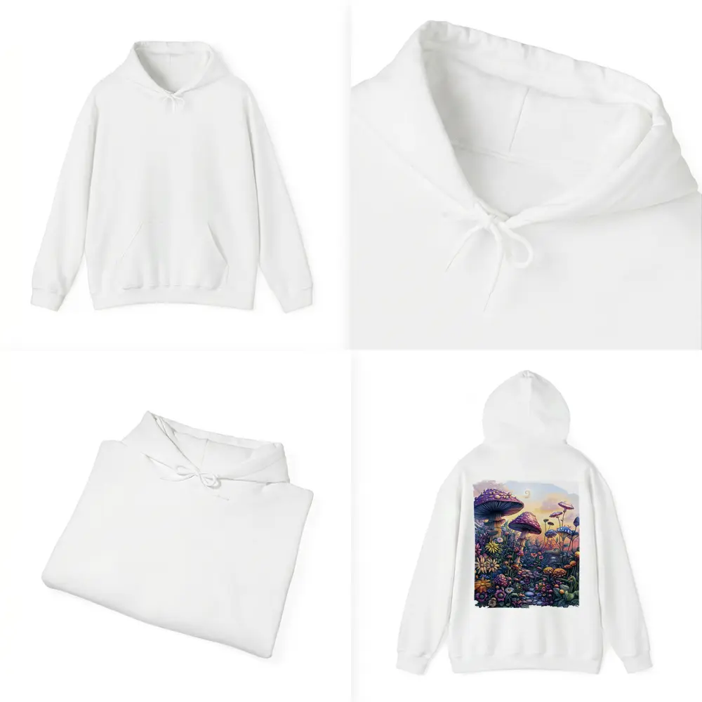 Fantasy Mushrooms and Wildflowers Sunset Garden – Hoodies