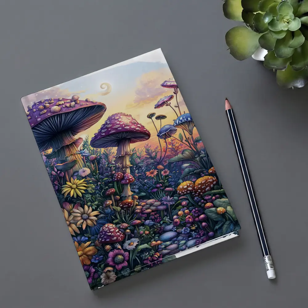 Fantasy Mushrooms and Wildflowers Sunset Garden – Notebooks