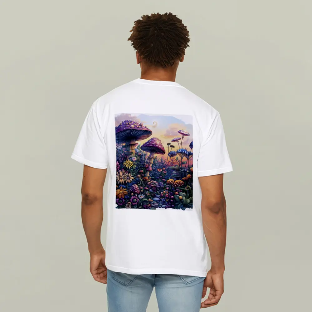 Fantasy Mushrooms and Wildflowers Sunset Garden – T-Shirts