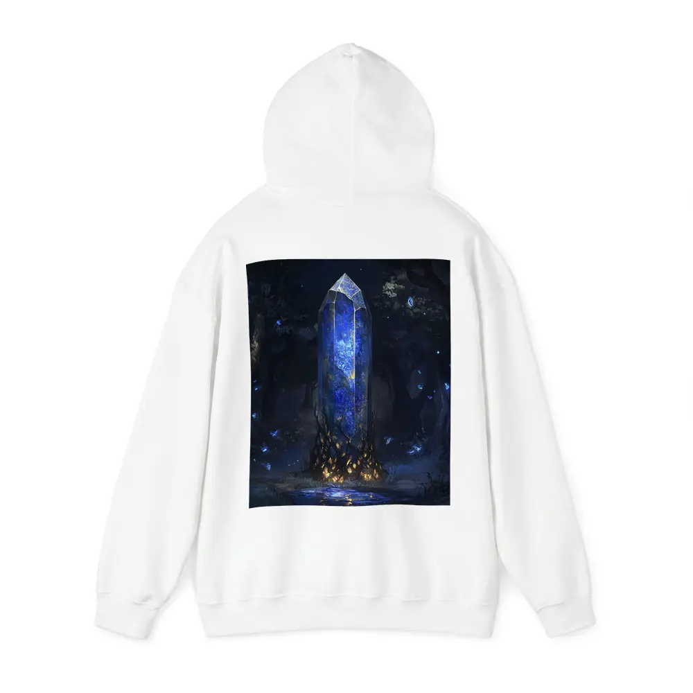 Glowing Blue Crystal Tower Dark Fantasy Forest – Hoodies