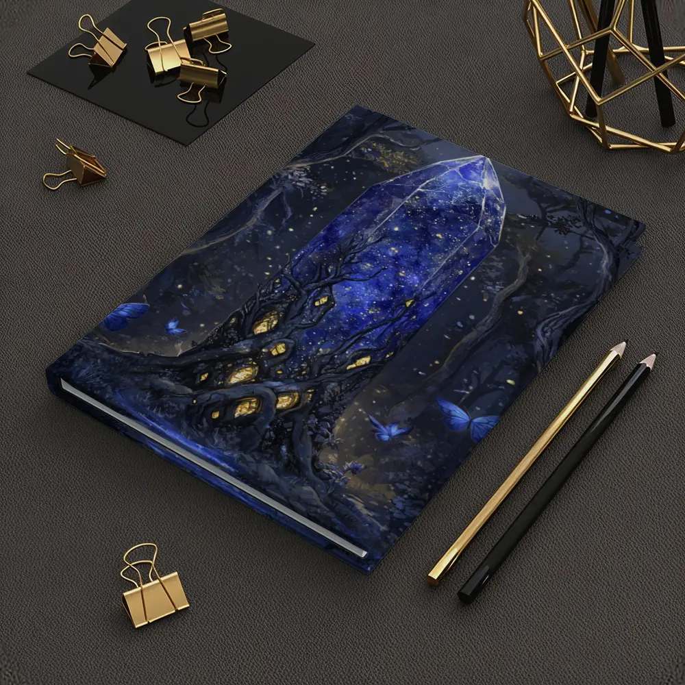 Glowing Crystal Tower Dark Fantasy Forest – Notebooks