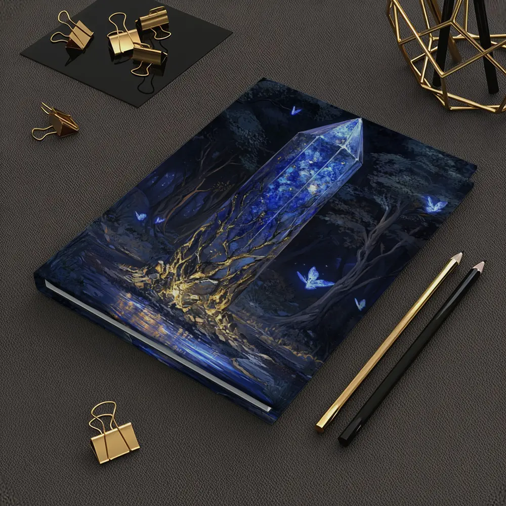 Glowing Crystal Tower Enchanted Dark Forest – Notebooks