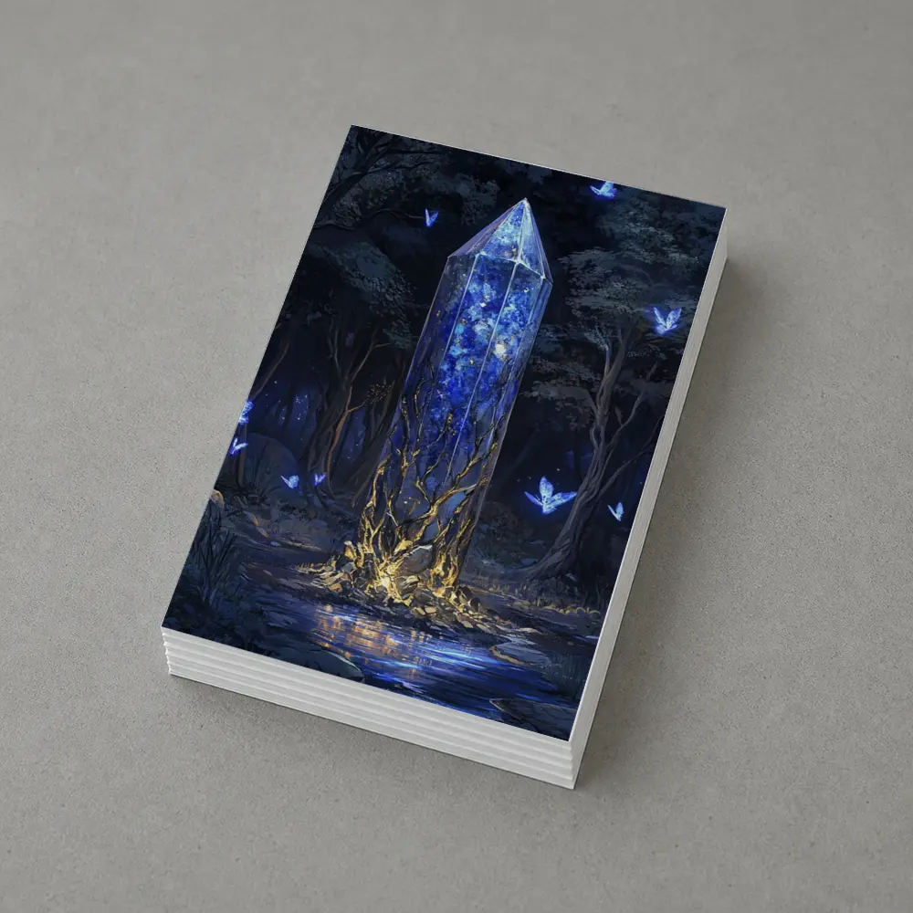 Glowing Crystal Tower Enchanted Dark Forest – Postcards