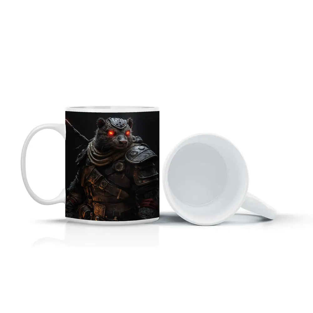 Raccoon Warrior Dark Fantasy Armor Portrait – Mugs