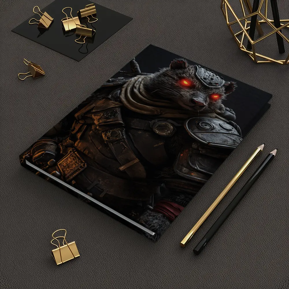 Raccoon Warrior Dark Fantasy Armor Portrait – Notebooks