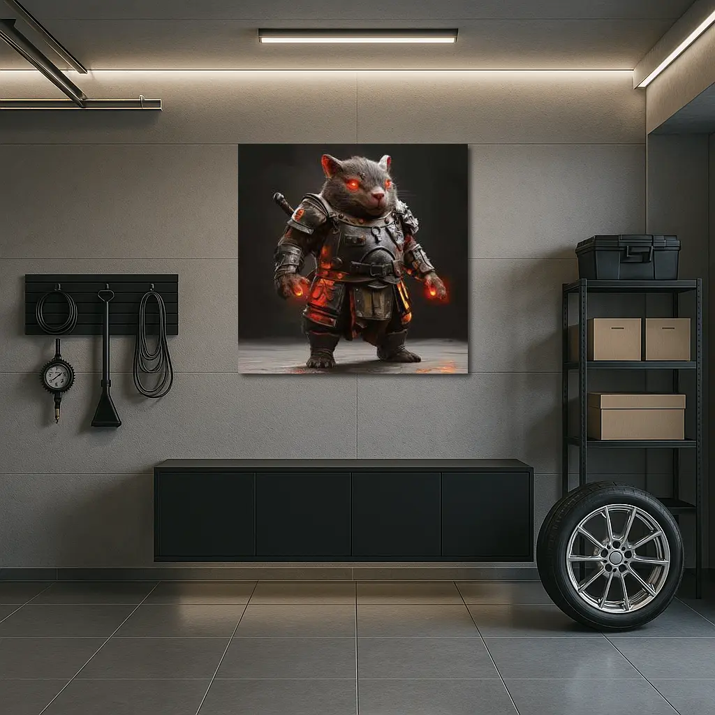 Armored Wombat Warrior Glowing Red Eyes – Wall Art